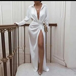 Elegant White Wrap Dress
